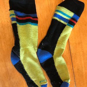 Smart wool youth kids long socks yellow black
